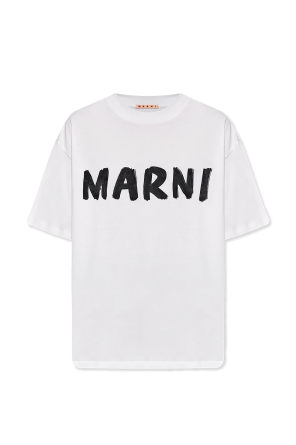 【関税&送料込】Marni Signature T-Shirt Deep blue organic cotton T-shirt with logo | Marni